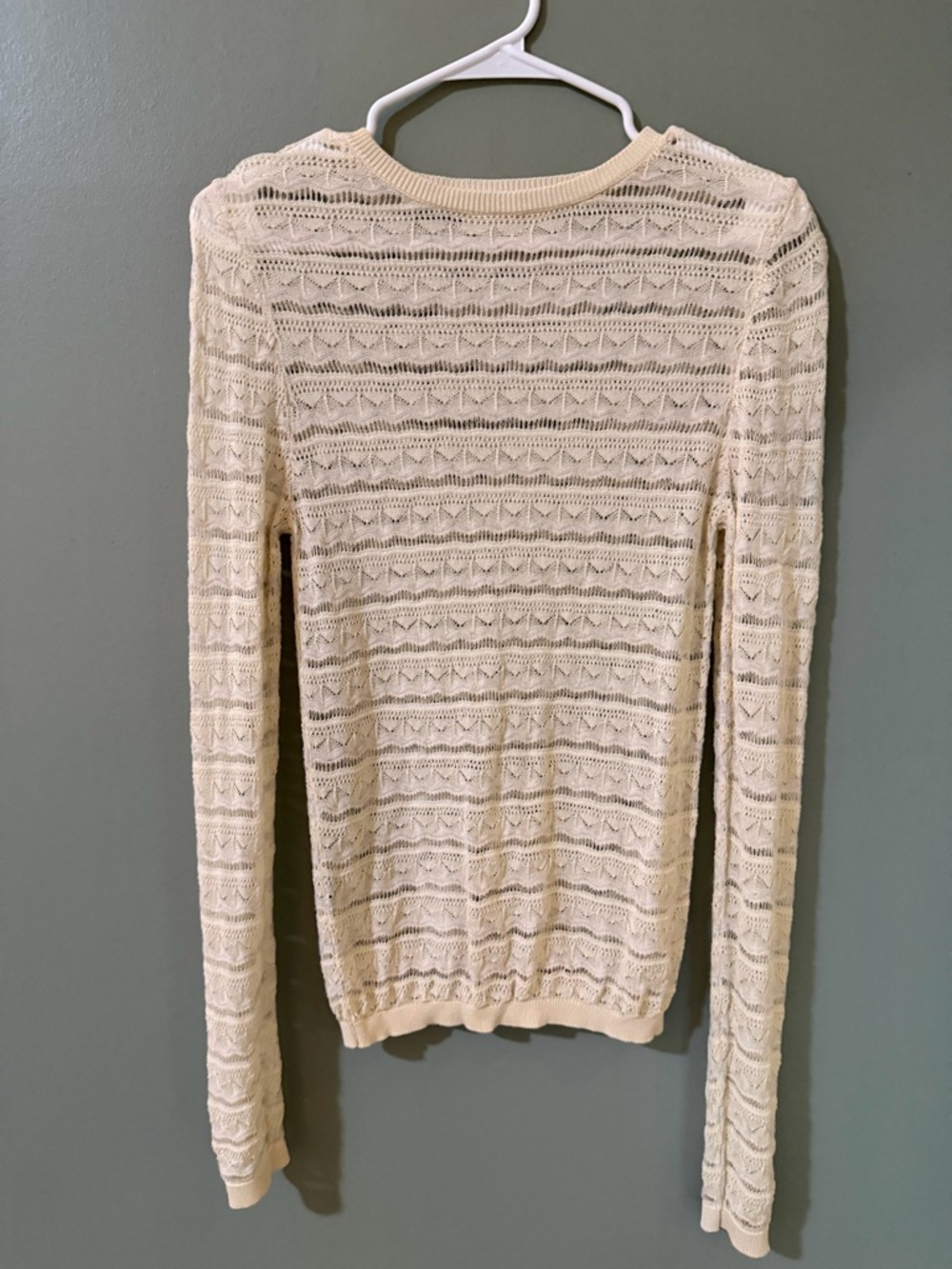 MNG Women’s Beige Jersey Sweater Size Medium crocheted